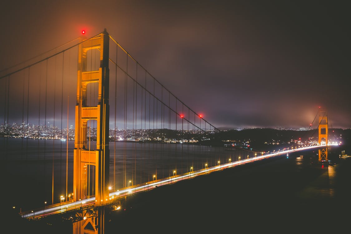 Golden Gate bridge at night