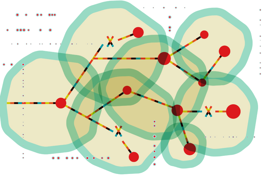 This illustration is suggestive of genetics research at the cellular level.