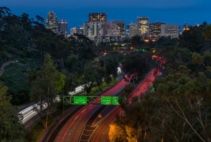 View of San Diego in twilight.