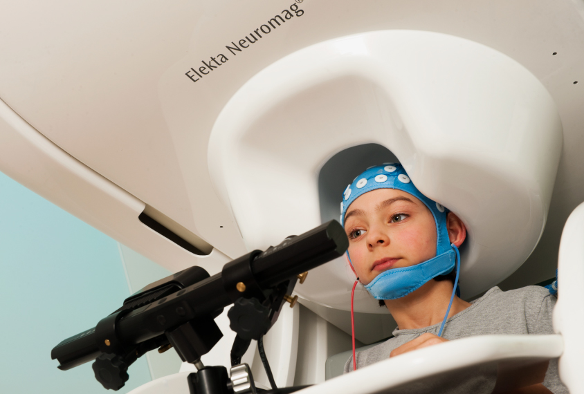 Child in MEG with eeg cap