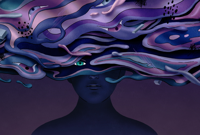 Illustration showing artist interpretation of experiencing psychosis