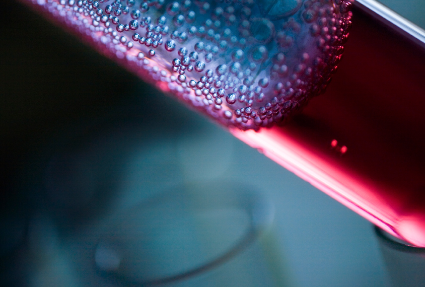 blood in a medical vial, closeup