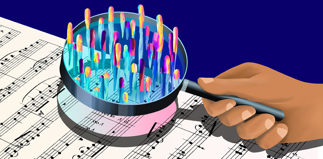 color rises up out of sheet music