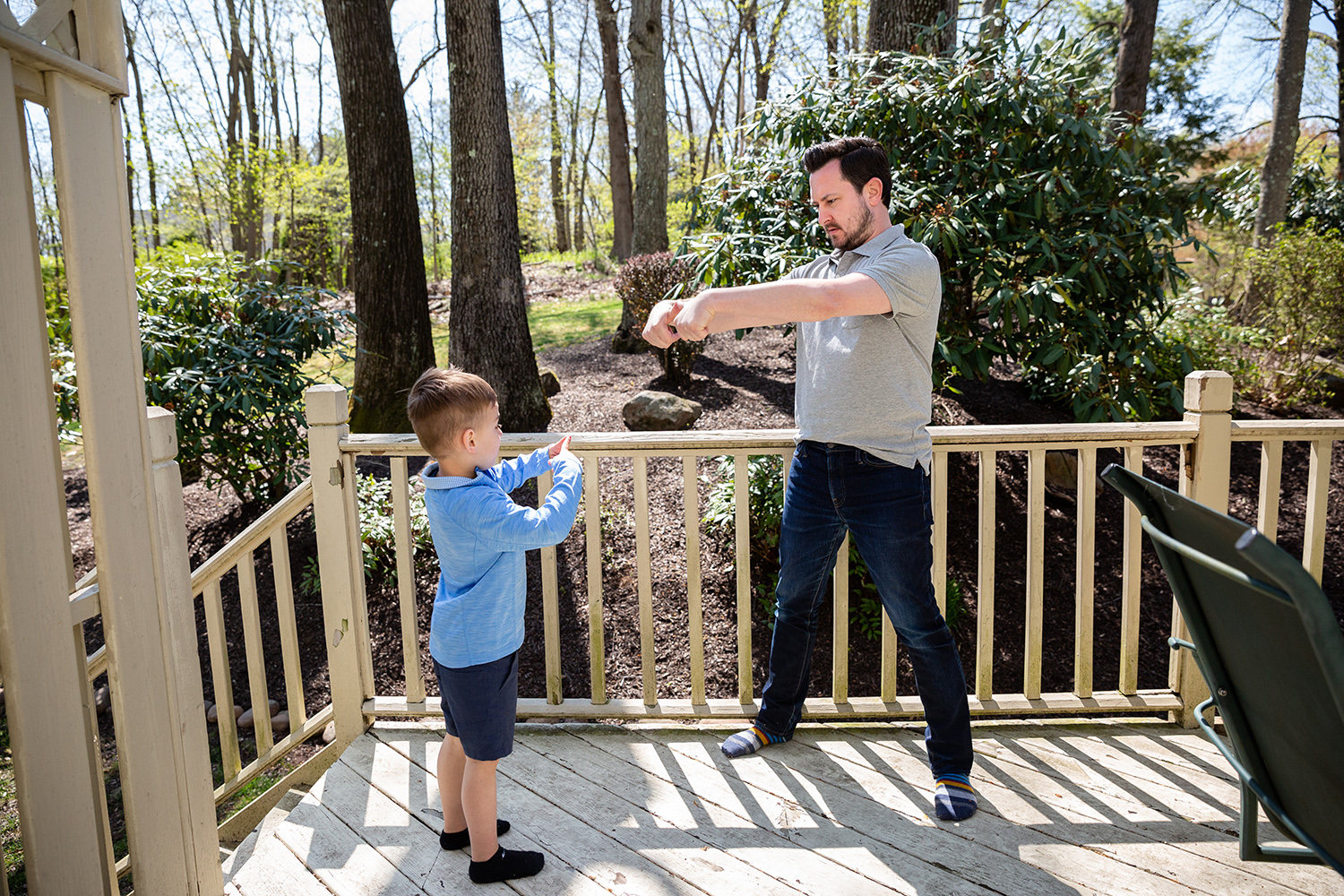 Owen in an assessment with a teacher at his home.