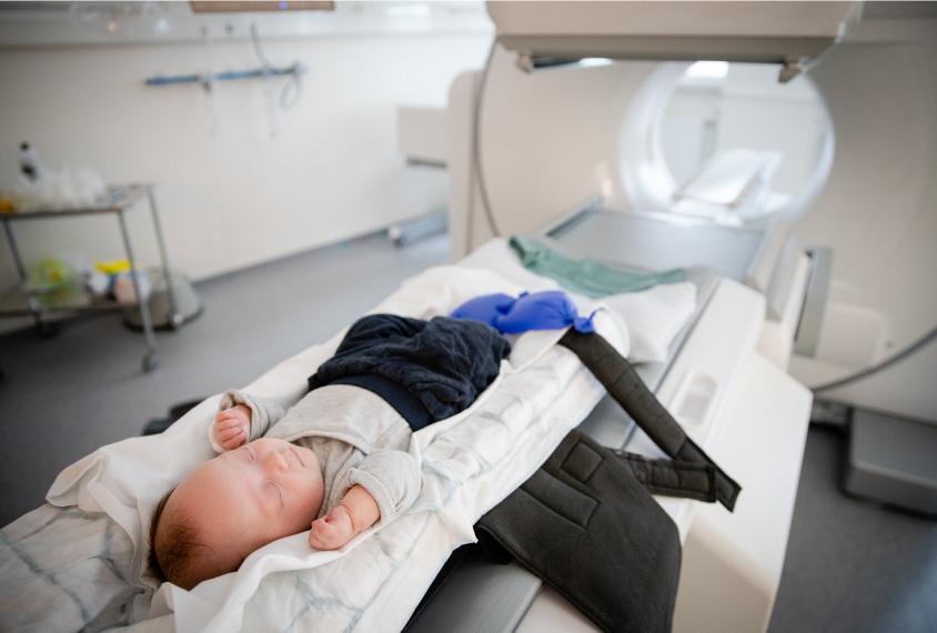 Baby getting an MRI scan