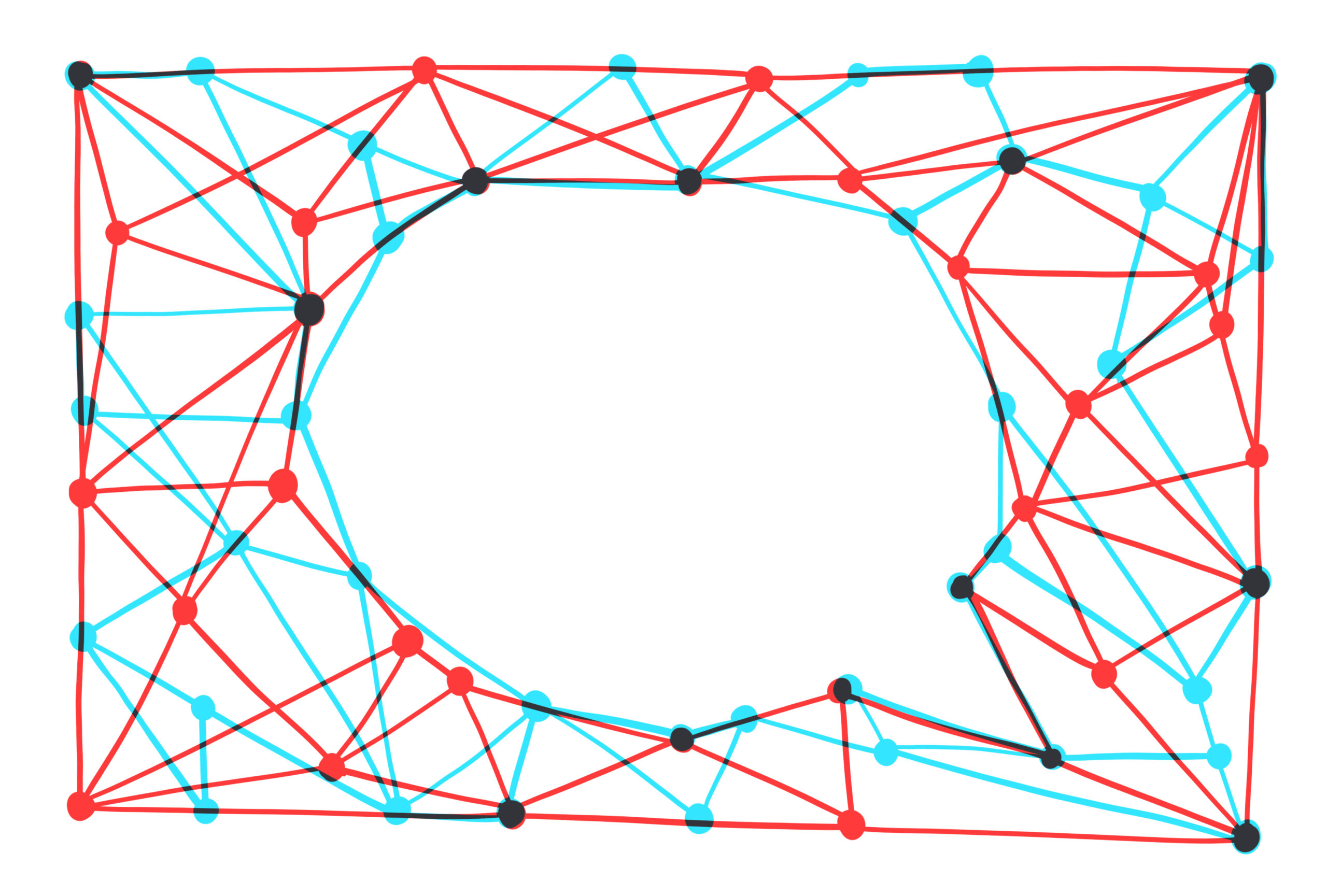 Speech bubble formed by a network of communication