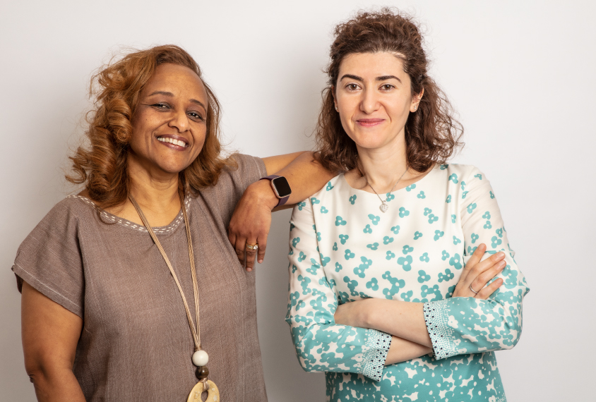 Maria Chahrour and Leah Seyoum-Tesfa at Maria's home.