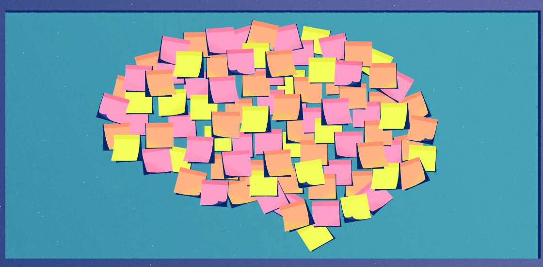 Brain composed of mulit-colored post-its