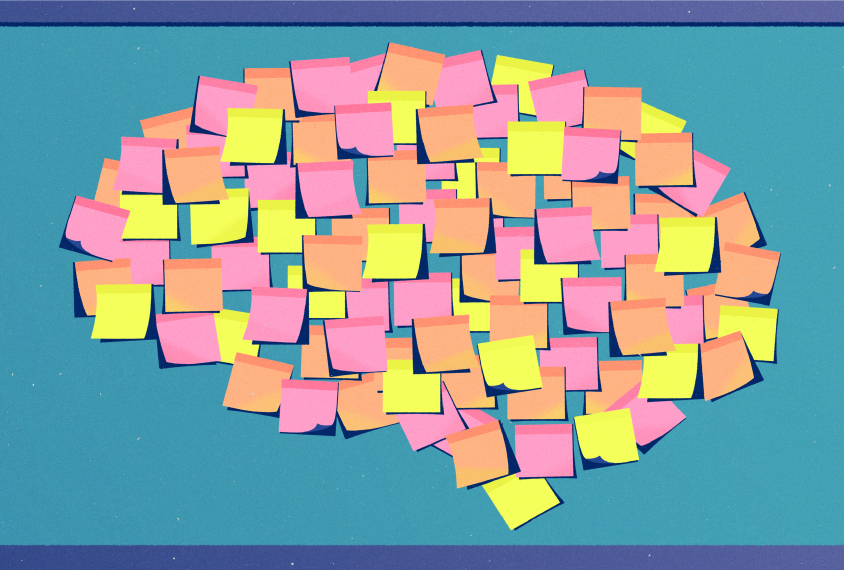 Brain composed of mulit-colored post-its