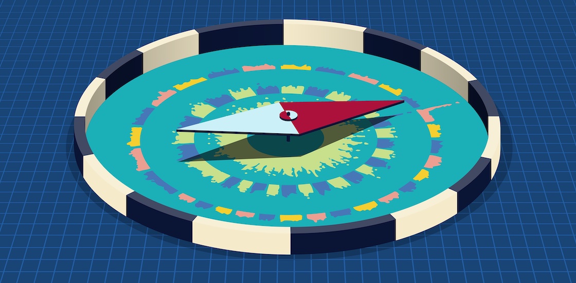 Illustration of colorful compass