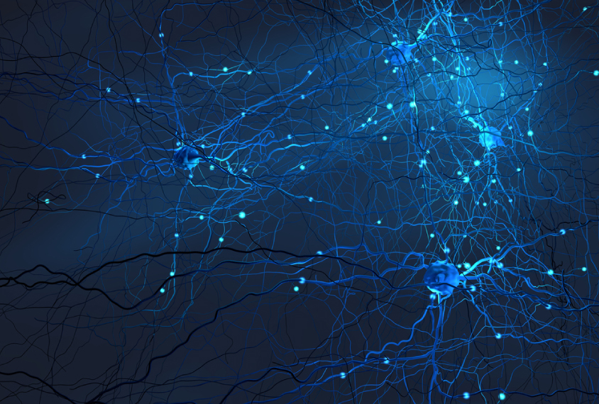 Illustration of a signal transmitting neuron.