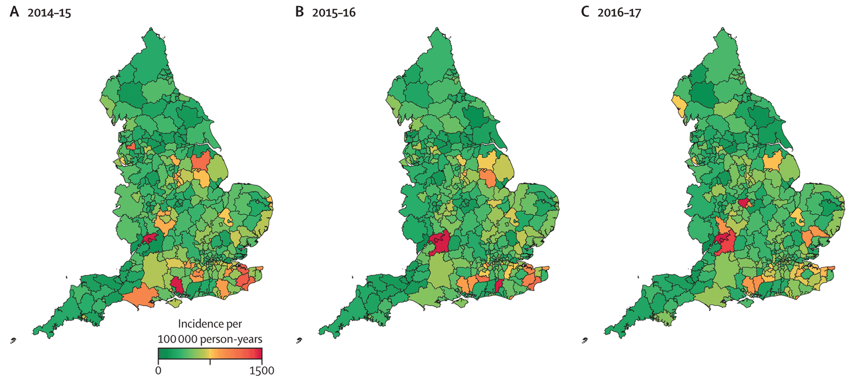 A map depicting access to autism services accross England