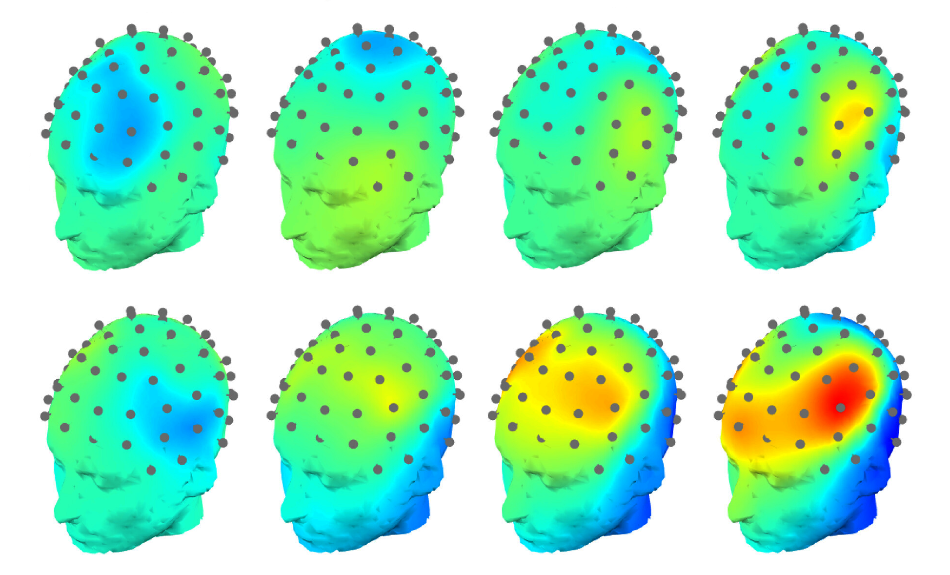 A research image of MRI brain scans illustrating children's reactions to loud noises