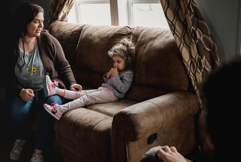 Coraline with her family at home in Pennsylvania.