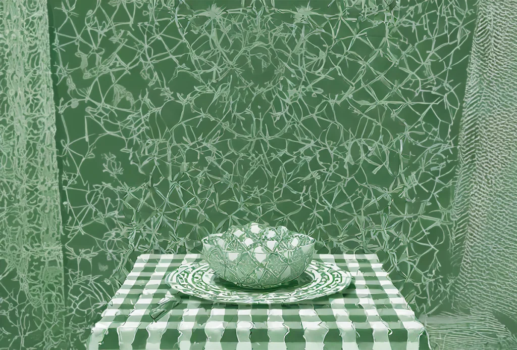 Computer-generated illustration of disgusting green food.