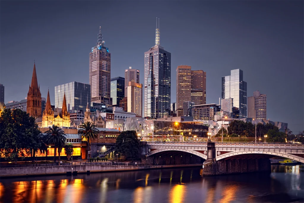 Picture of Melbourne, Australia at night.