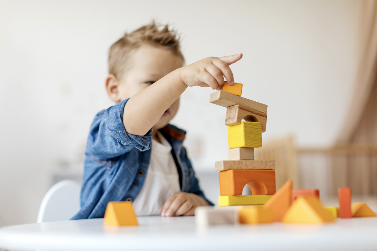 Child playing with blocks.
