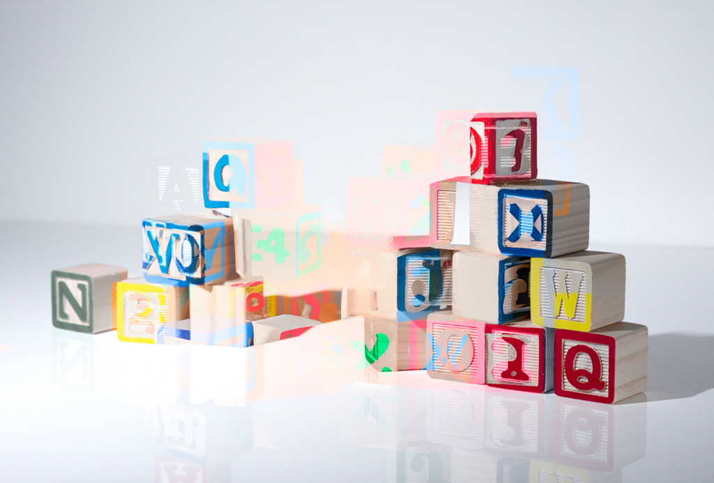 Digitally distorted building blocks.