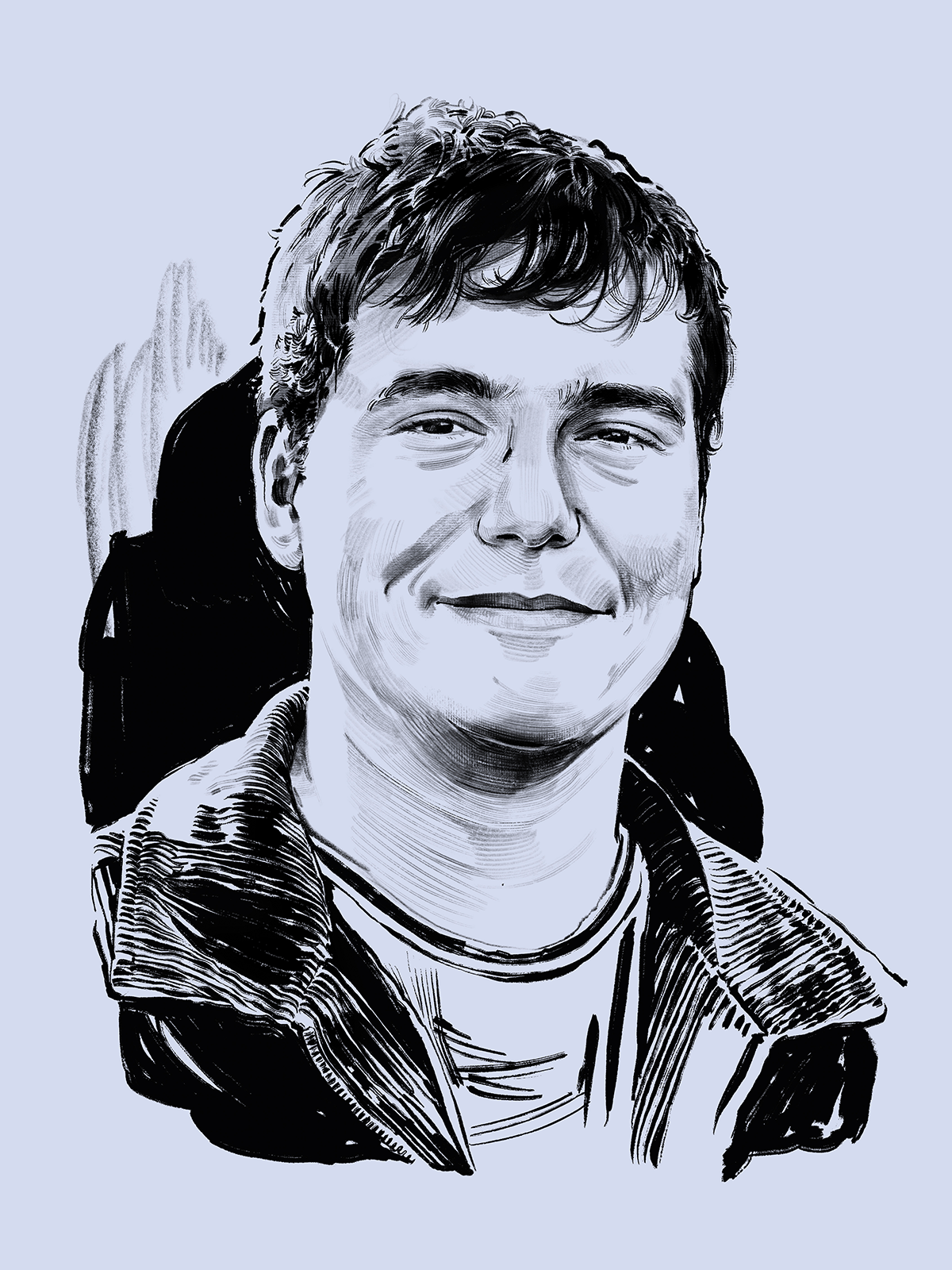Illustrated portrait of Christian Cazares.