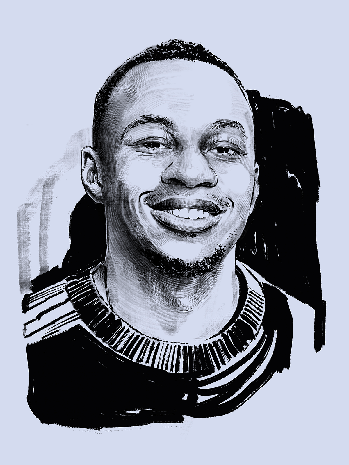 Illustrated portrait of De-Shaine Murray.