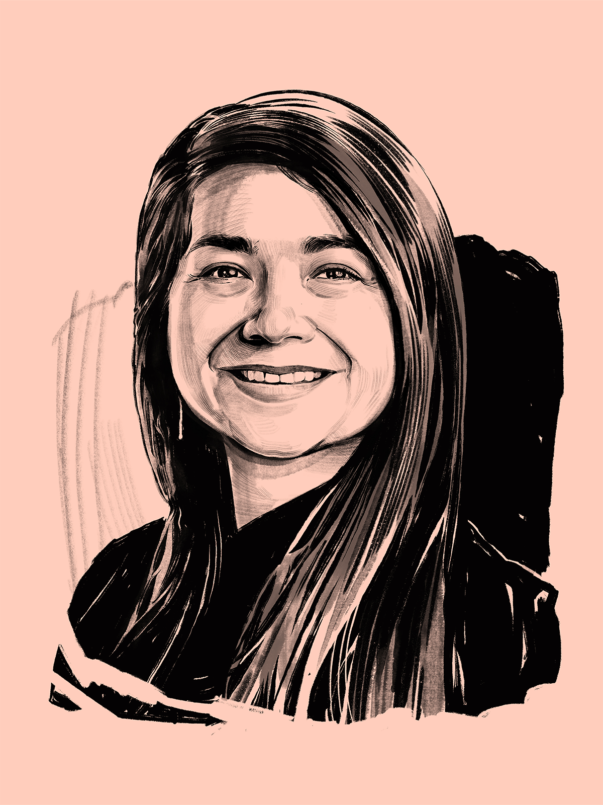 Illustrated portrait of Maribel Patiño.