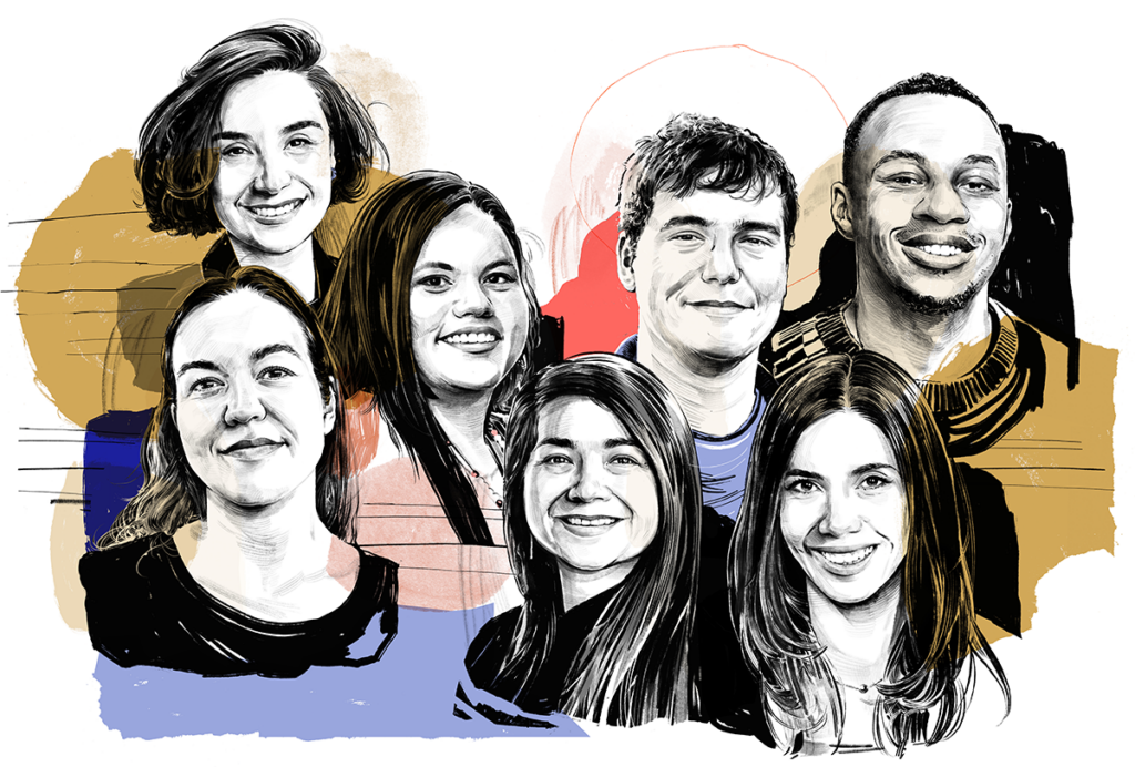 Composite illustration of Ashley Bourke, Christian Cazares, Minerva Contreras, De-Shaine Murray, Fernanda Juarez Anaya, Maeghan Murie-Mazariegos and Maribel Patiño.