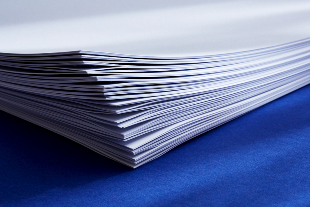 Stack of papers.
