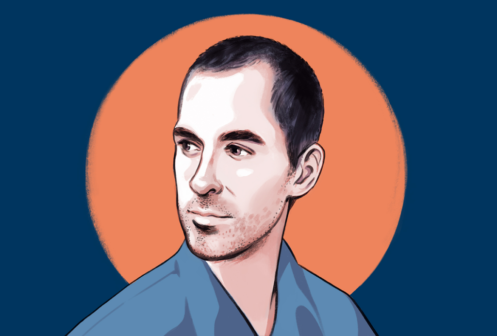 Illustrated portrait of Tim Requarth.