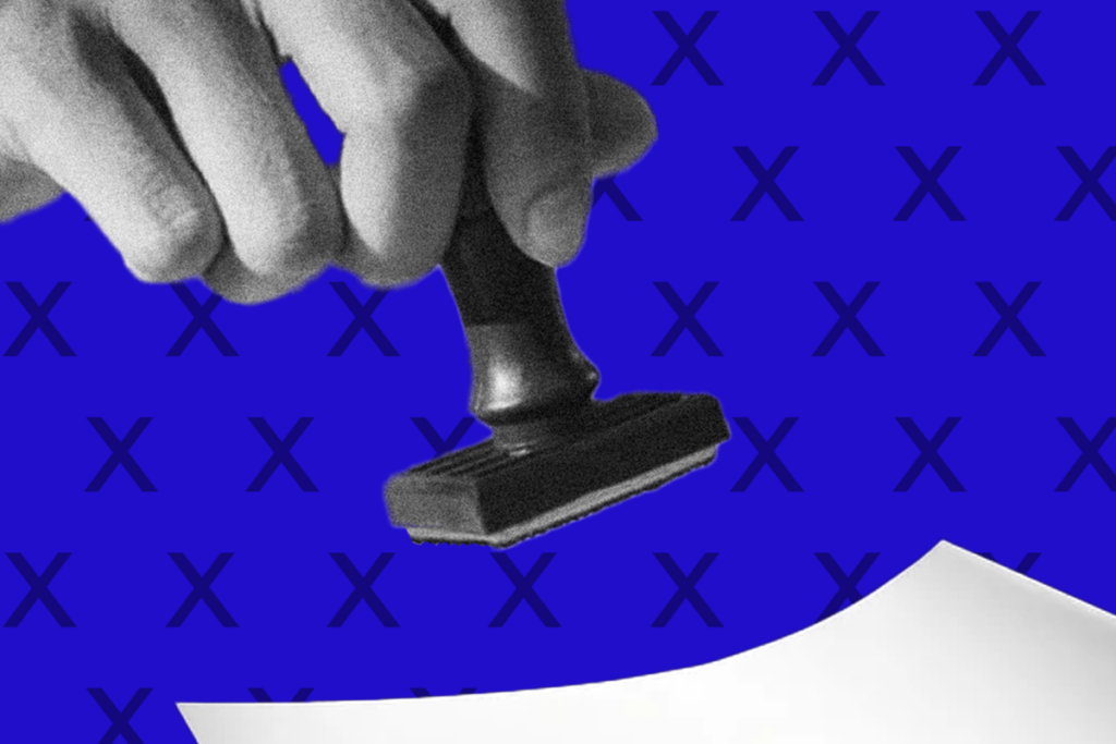 Stamp over a sheet of paper.