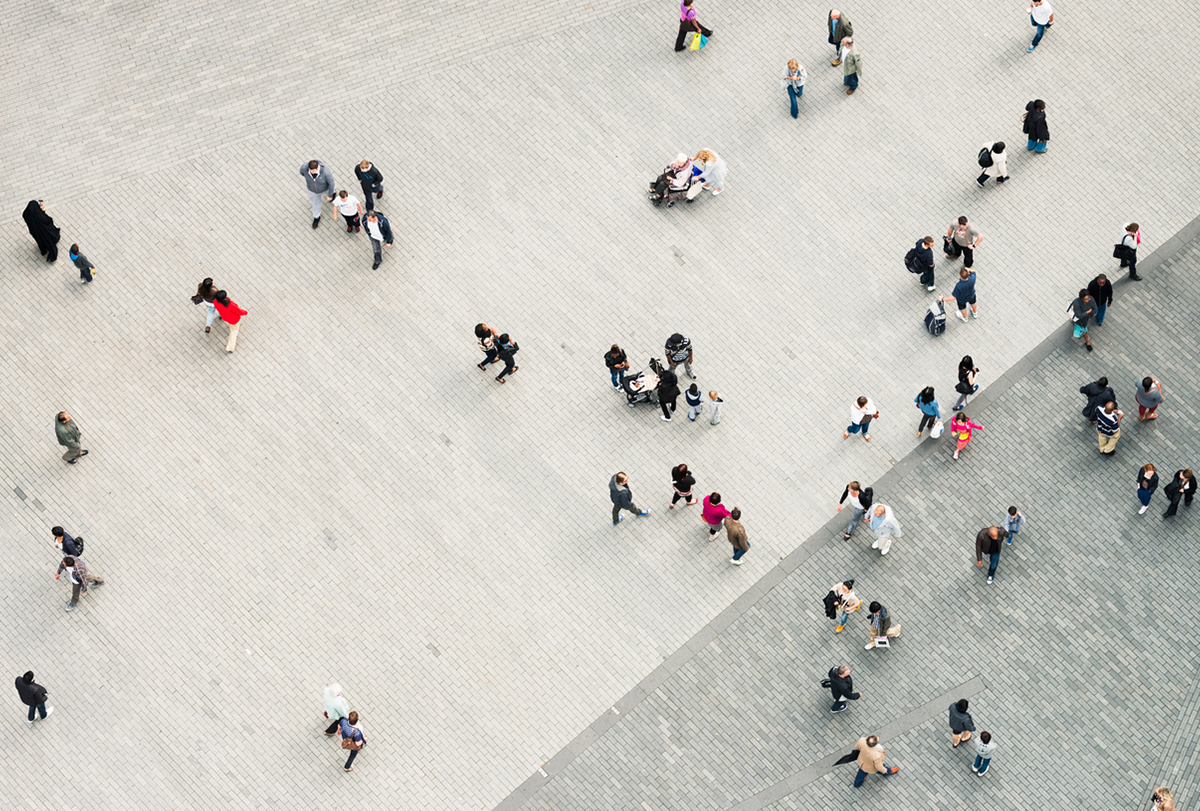 Crowd seen from above.