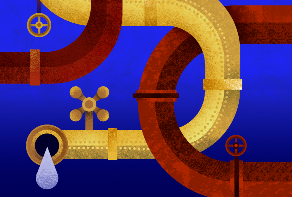 Illustration of a leaking pipe.
