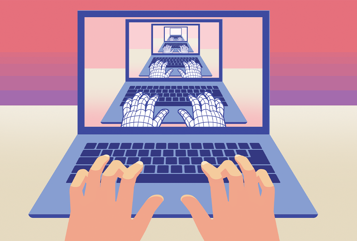 typing on computer