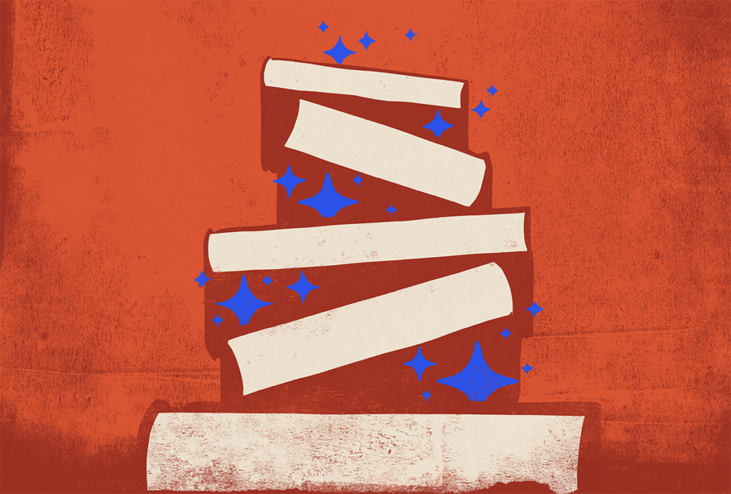 stack of books illustration.