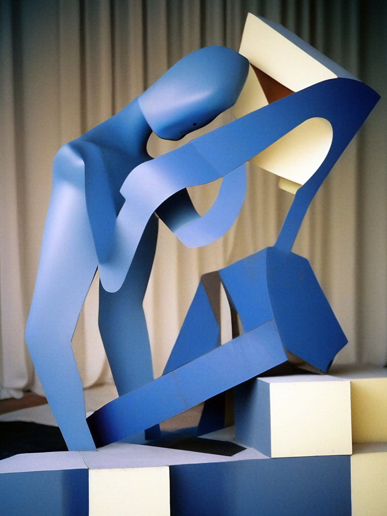 faceless Blue figure attempting to decipher emotion.