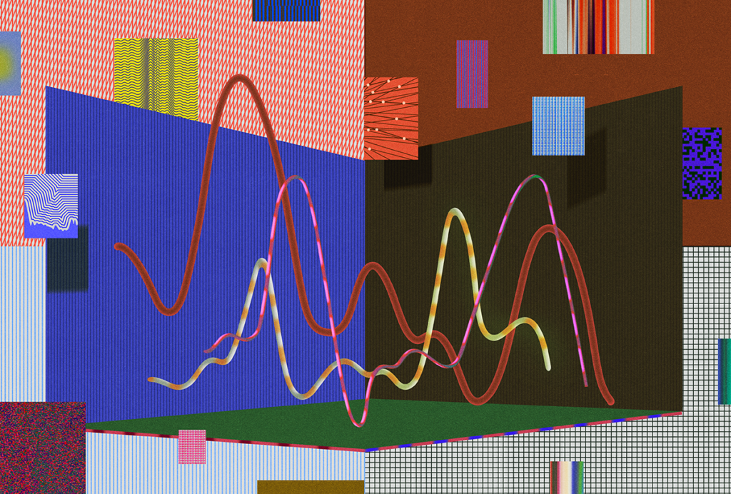 Illustration of differing lines of data.