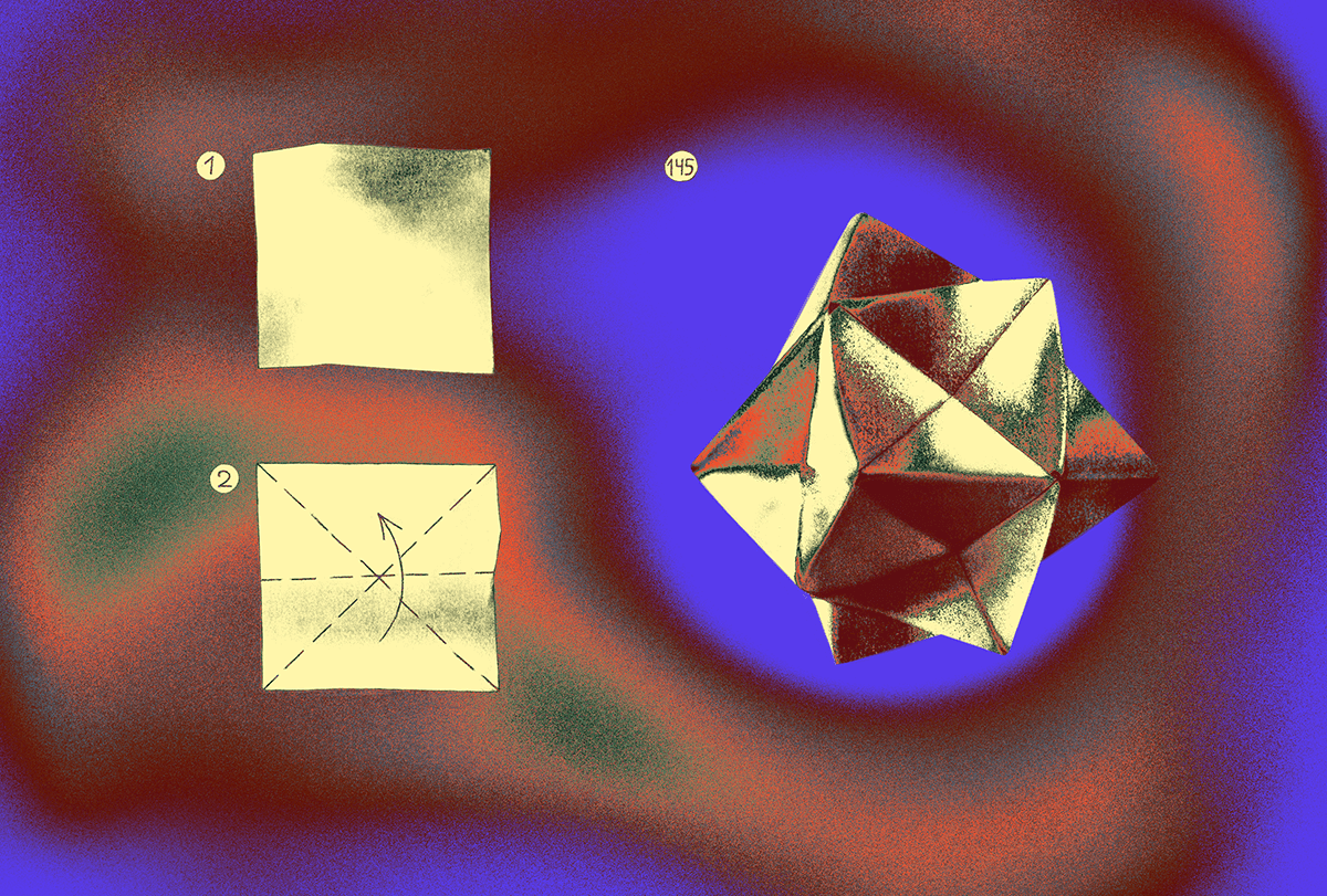 Illustration of folded origami.
