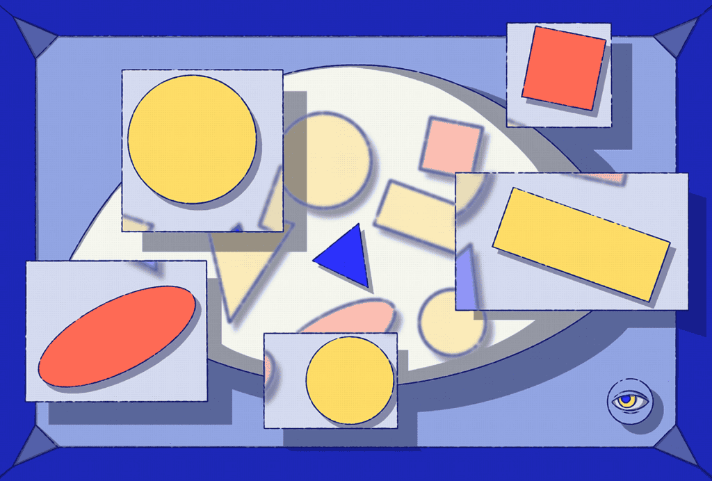 Illustration of the brain processing different shapes.