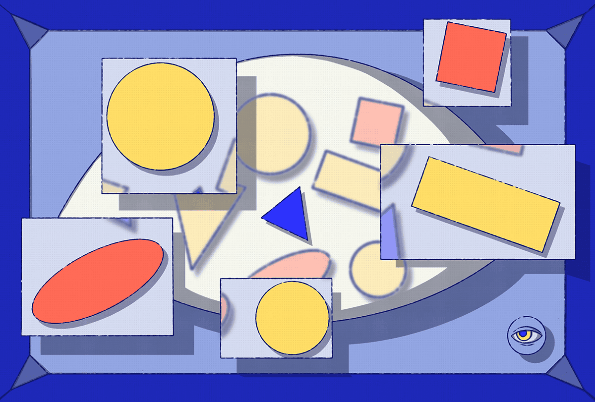 Illustration of the brain processing different shapes.